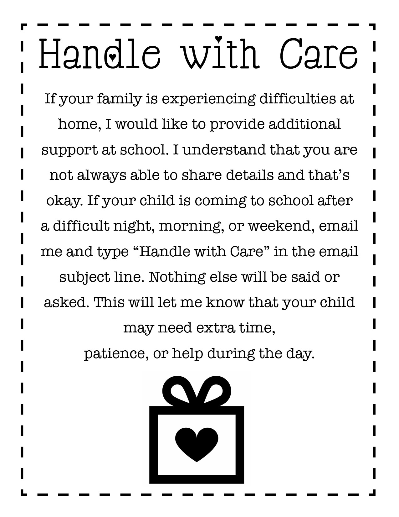 Handle with Care Text
