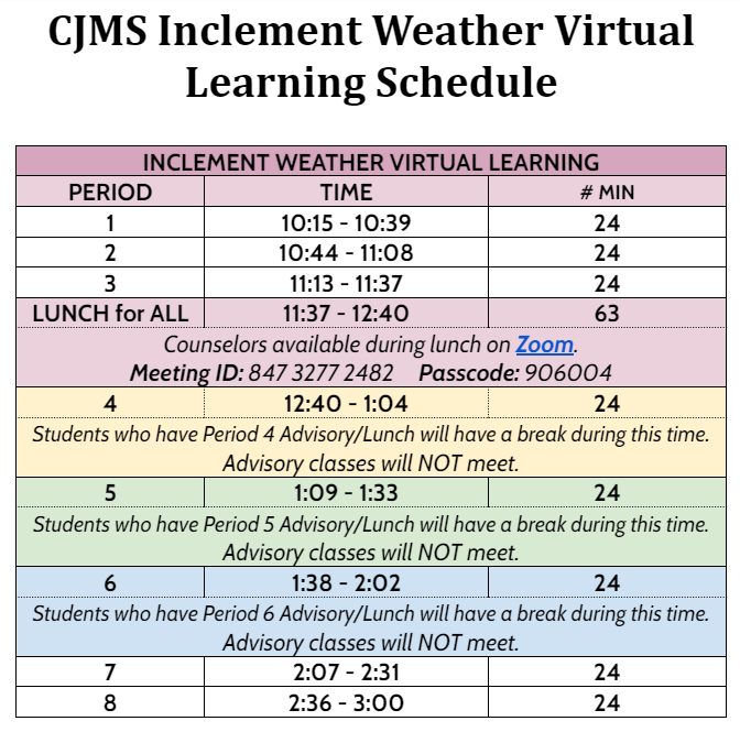 Inclement Weather Schedule