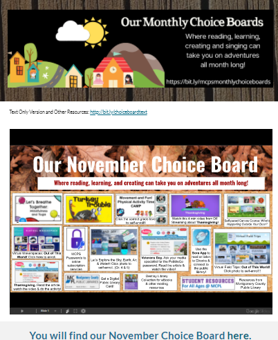 Student Choice Boards