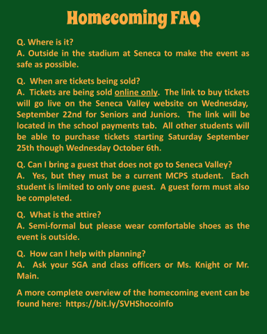 SVHS Homecoming FAQs Flyer Thumbnail