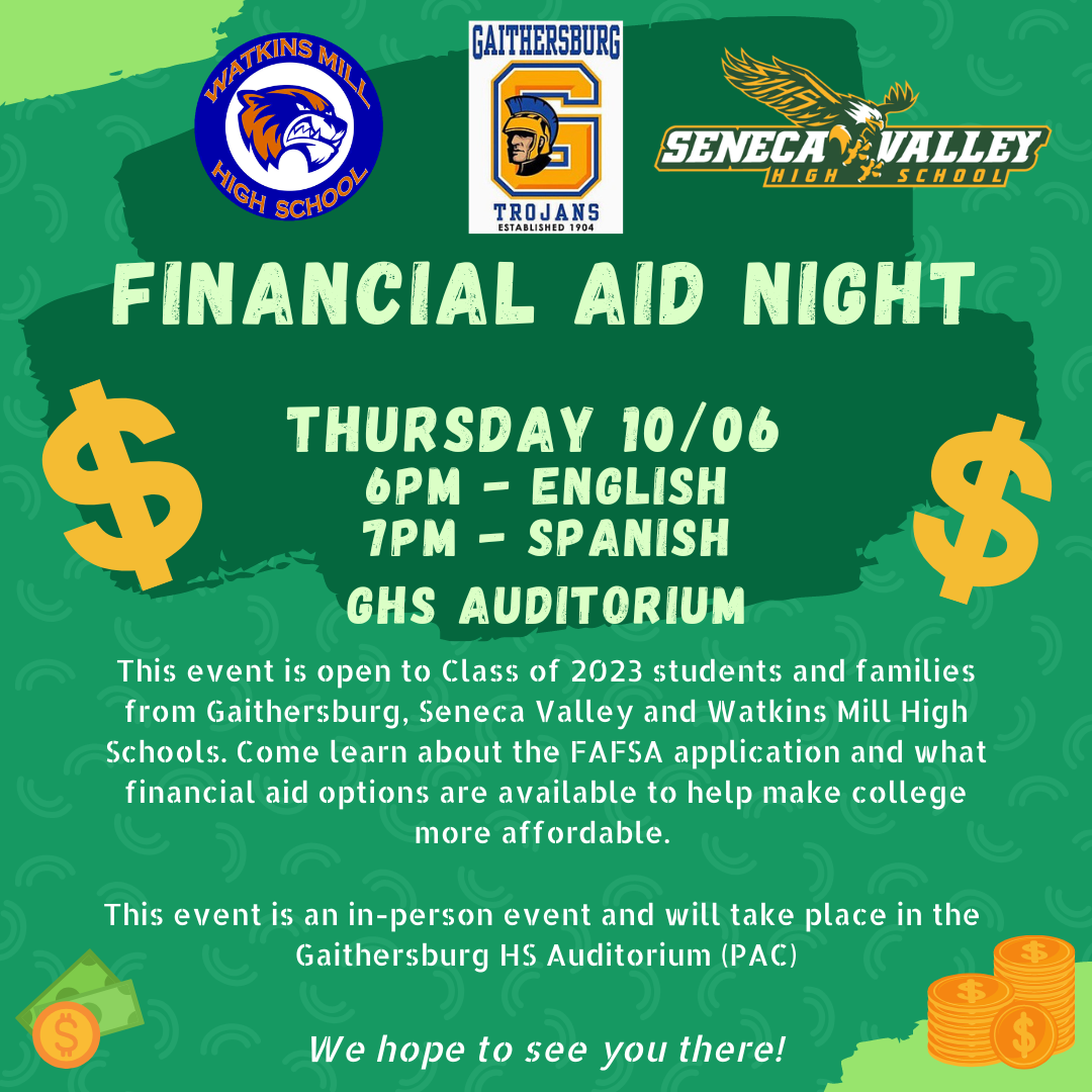 October 6, 2022 Financial Aid Night Flyer
