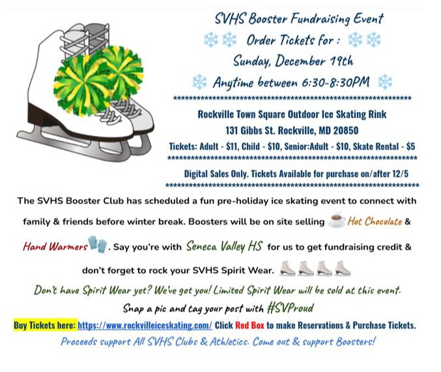 12-19-21 SVHS Booster Fundraising Ice Skating Event Flyer