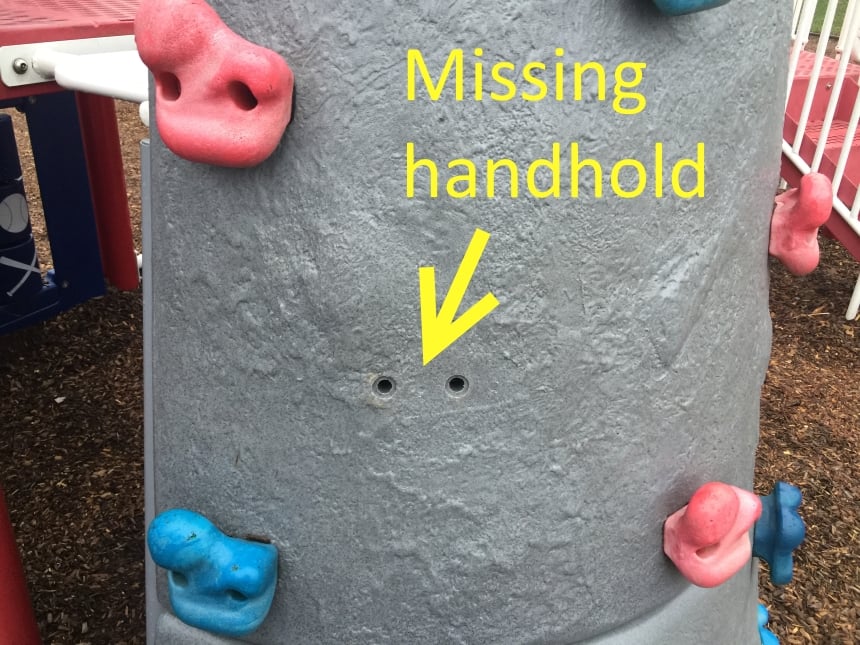 Missing climber handhold