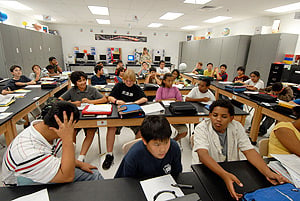 Middle school students in class