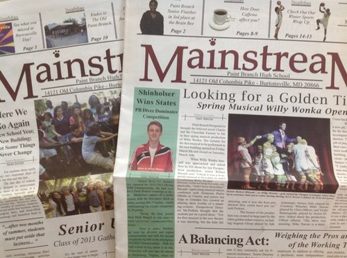 Mainstream the student newspaper of Paint Branch High School