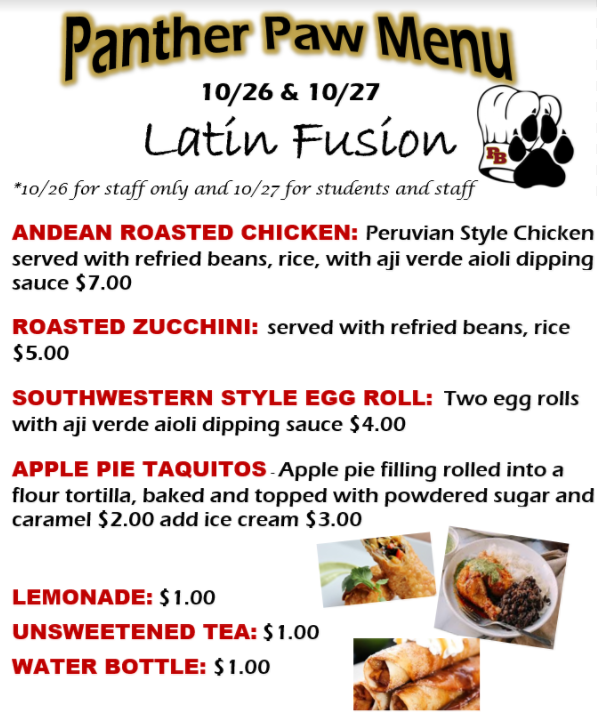 Latin fusion menu at the paw