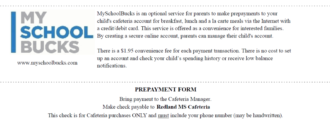My School Bucks Payment Information